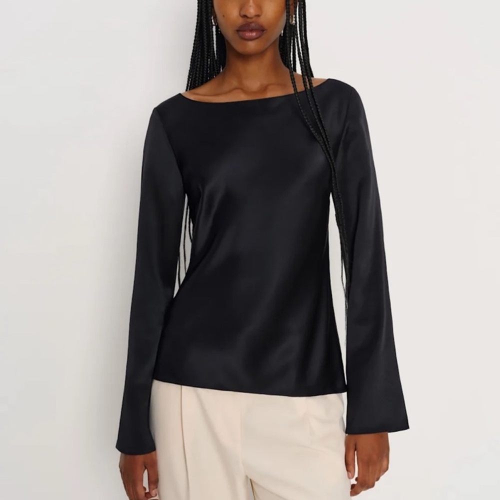 Reformation Marlow Silk Top in Black Size 10 NWOT
